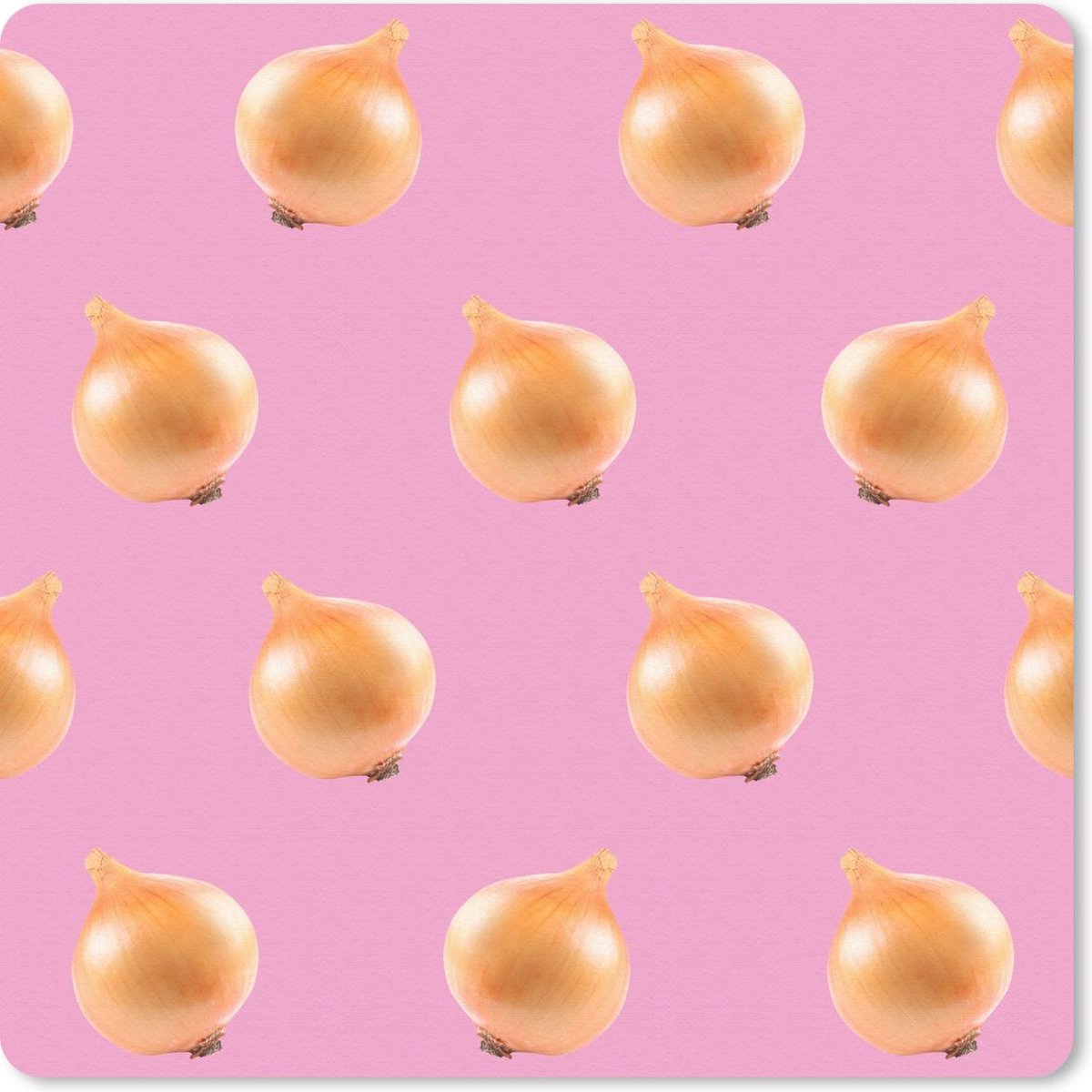 Muismat 20x20 cm - Mousepad Groente - Uien - Patronen - Roze - Muismatten