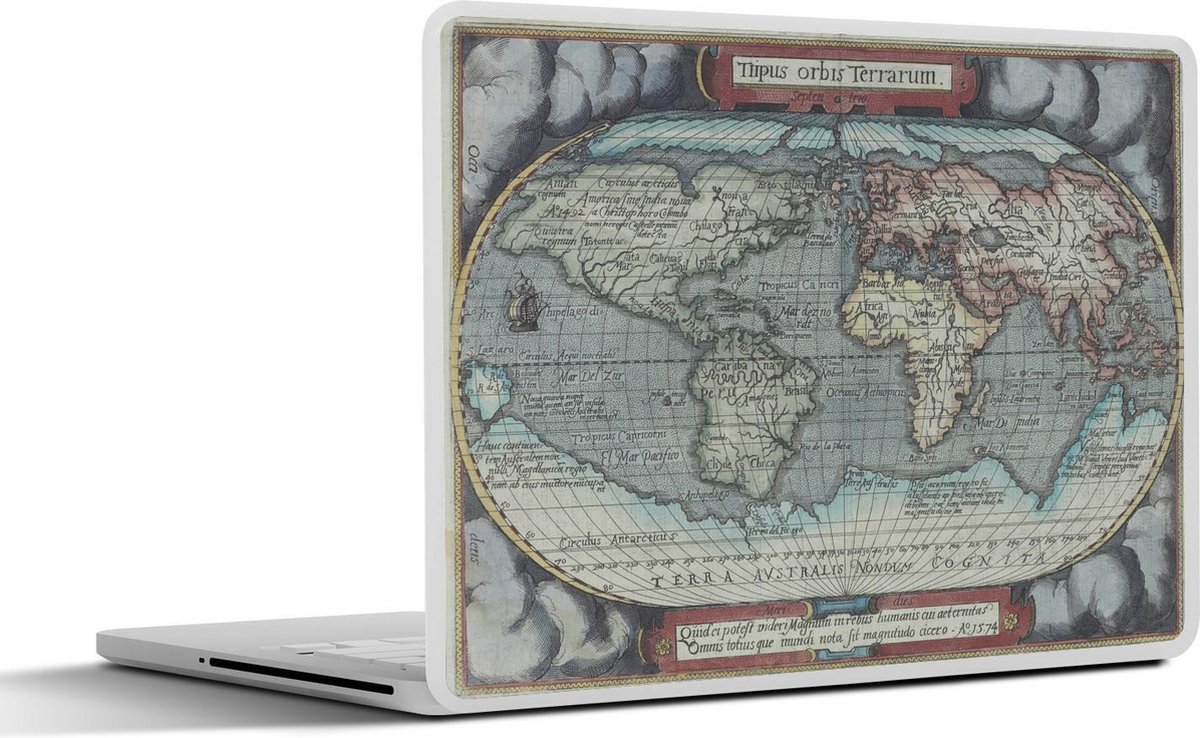 Afbeelding van product SleevesAndCases  Laptop sticker - 12.3 inch - Wereldkaart - Vintage - Atlas