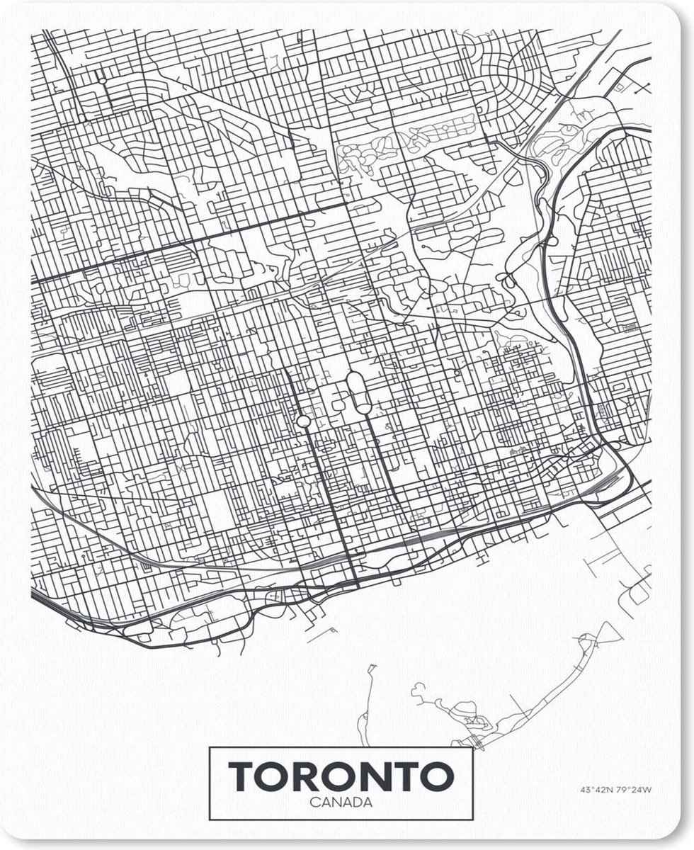 Muismat - Mousepad - Kaart - Toronto - Canada - Minimalisme - 19x23 cm - Muismatten
