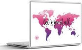 Laptop sticker - 14 inch - Wereldkaart - Roze - Kompas - 32x5x23x5cm - Laptopstickers - Laptop skin - Cover