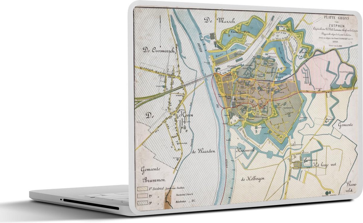 Laptop sticker - 17.3 inch - Plattegrond - Nederland - Historisch - 40x30cm - Laptopstickers - Laptop skin - Cover - Stadskaart