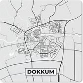 Muismat - Mousepad - Stadskaart - Dokkum - Grijs - Wit - 30x30 cm - Muismatten