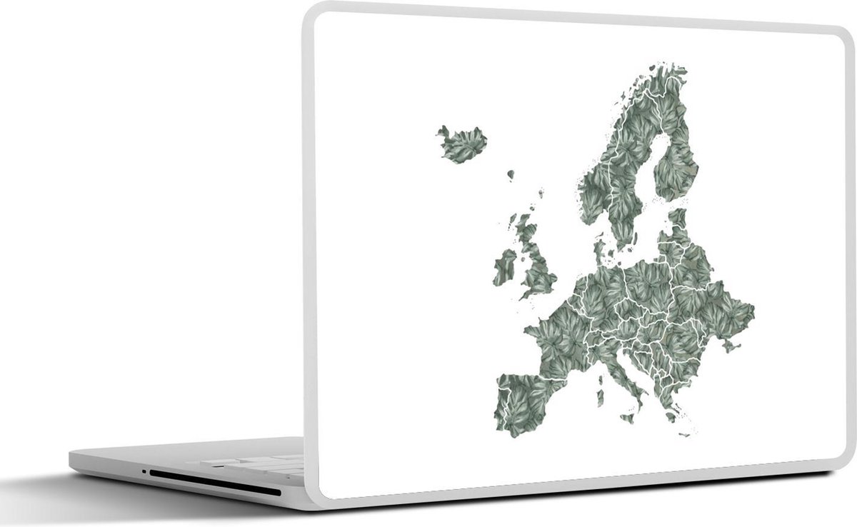 Laptop sticker - 15.6 inch - Kaart - Europa - Palmblad - 36x27,5cm - Laptopstickers - Laptop skin - Cover