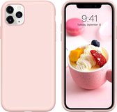 Solid hoesje Soft Touch Liquid Silicone Flexible TPU Rubber - Geschikt voor: iPhone 12 Pro - Sand pink