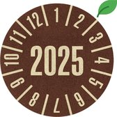 Graspapier keuringssticker met jaartal, 30 mm, 18 stuks per vel 2025