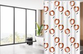 Su.B.dgn Designer douchegordijn 180x200 polyester badkamer douchegordijn wasbaar met 12 ringen | Wit en Oranje Tulp