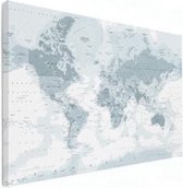 Wereldkaart Landen Grijstint - Canvas 60x40