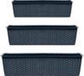 Pack 3 Potten Wide Prospeplaster 11.7x13,5x15,3cm Ratolla-huwelijk van plastic in antracietkleur