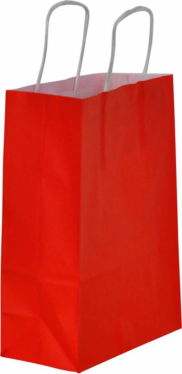 Papieren tasjes 50 stuks - Rood - A5 18x8x24 - Cadeautasjes - Papieren tasjes met handvat