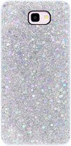 - ADEL Premium Siliconen Back Cover Softcase Hoesje Geschikt voor Samsung Galaxy J4 Plus - Bling Bling Glitter Zilver