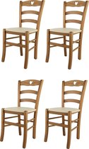 Tommychairs Cuore - Eetkamerstoelen - Set van 4 - Eikenhout - Kunstleer