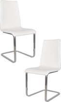 Tommychairs Berlin - Eetkamerstoelen - Set van 2 - Chroom & Wit - Kunstleer