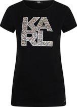 Karl Lagerfeld - Dames Tee SS Library Logo Shirt - Zwart - Maat M