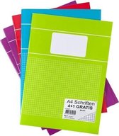 Pakket van 20x stuks schoolschriften A4 ruitjes/wiskunde - gekleurd - rekenschriften voordeelset