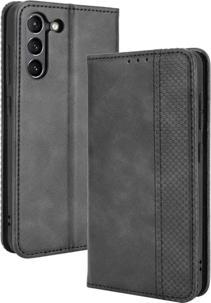 Hoesje Vintage Portemonnee Book Case Zwart Geschikt voor Samsung Galaxy S21 FE