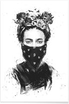 JUNIQE - Poster Rebel Girl -20x30 /Wit & Zwart