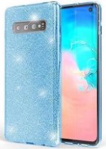 Samsung S10 Plus Siliconen Glitter Hoesje Blauw