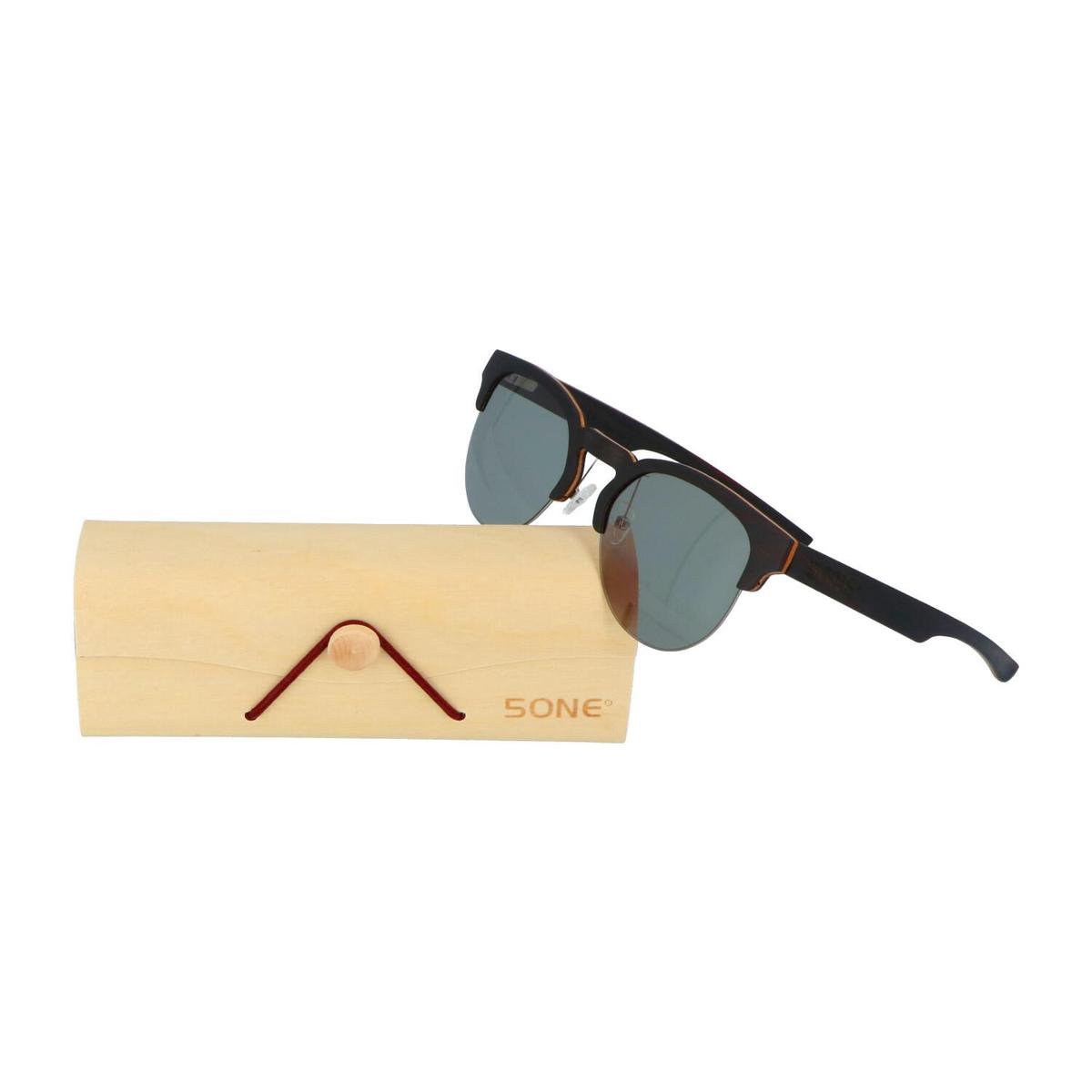 5one® meester Sports G15 - Ebony houten zonnebril - sportief model