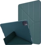 TPU horizontale vervorming flip lederen hoes met houder voor iPad Pro 11 2021 (donkergroen)