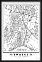Poster Stad Nieuwegein - A4 - 21 x 30 cm - Inclusief lijst (Zwart Aluminium) - Historische stad Geyne - Citymap - Stadsposter - Plaatsnaam poster Nieuwegein - Stadsplattegrond