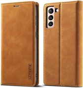 LC.IMEEKE Samsung Galaxy S21 FE Hoesje Portemonnee Book Case Bruin