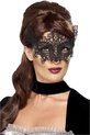 Smiffys - Embroidered Lace Filigree Swirl Kostuum Oogmasker - Zwart