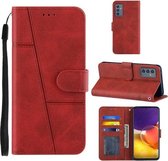 Voor Samsung Galaxy A82 5G Stiksels Kalf Patroon Gesp Kaart Portemonnee met Flip Telefoon Holster met Lanyard Beugel Functie (Rood)