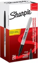 Sharpie Permanent Markers Zwart - Met fijne punt - 24 stuks