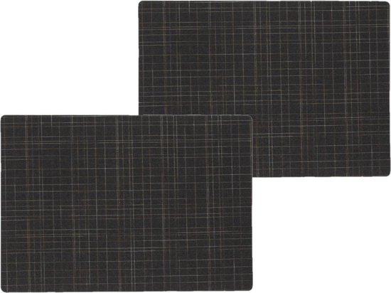 2x stuks stevige luxe Tafel placemats Liso zwart 30 x 43 cm - Met anti slip laag en Teflon coating toplaag