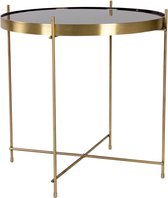 Table basse Veo, table d'angle 48x48 cm aspect laiton, verre.