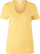 s.Oliver Dames Shirt Korte Mouw - Regular Fit - Lage Hals - Geel - Maat S (36)