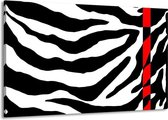 Schilderij Op Canvas - Groot -  Zebra - Zwart, Rood, Wit - 140x90cm 1Luik - GroepArt 6000+ Schilderijen Woonkamer - Schilderijhaakjes Gratis
