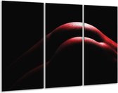 GroepArt - Schilderij -  Lichaam - Zwart, Rood - 120x80cm 3Luik - 6000+ Schilderijen 0p Canvas Art Collectie
