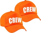 4x stuks crew personeelspet  / baseball cap oranje met witte bedrukking voor dames en heren - Holland / Koningsdag