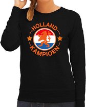 Zwarte fan sweater voor dames - Holland kampioen met leeuw - Nederland supporter - EK/ WK trui / outfit XL