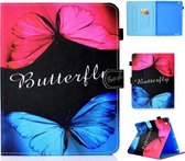 Voor iPad 2/3/4 Gekleurde tekening Stiksels Horizontale flip lederen tas, met houder en kaartsleuven (Butterfly Love)