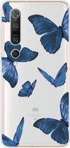 Voor Xiaomi Mi 10 Pro 5G schokbestendig geverfd TPU beschermhoes (blauwe vlinder)