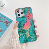 Schokbestendige IMD TPU-beschermhoes voor iPhone 12 mini (rode achtergrondbladeren)