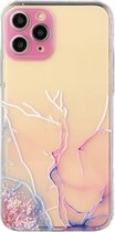 Holle marmeren patroon TPU rechte rand fijn gat beschermhoes voor iPhone 11 Pro Max (roze)