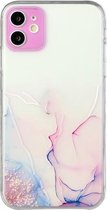 Holle marmeren patroon TPU rechte rand fijn gat beschermhoes voor iPhone 12 mini (roze)