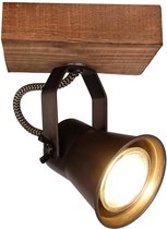 Lindby - halogeen spot - 1licht - metaal, hout - H: 14 cm - GU10 - bruin,