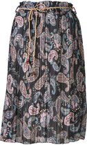 Dames plissé rok paisley touwtjes zwart kort | Maat Onze size (XS-XL)