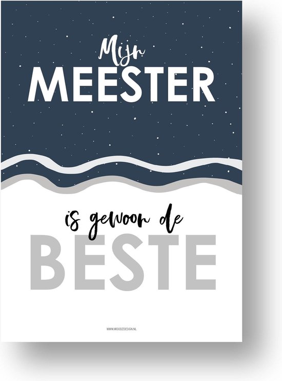 MOODZ design | Poster Meester | Cadeau Meester | Juf & Meester cadeautje | A4 formaat