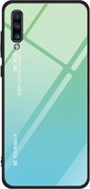 Voor Galaxy A70 Gradient Color Glass Case (Sky Blue)