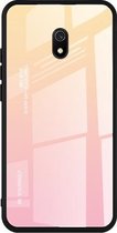 Voor Geschikt voor Xiaomi Redmi 8A Gradient Color Glass Case (geel)