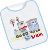 Interbaby Slabbetje Trein Junior 25 X 30 Cm Katoen Wit/blauw