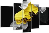 Peinture sur verre d'orchidée | Jaune, noir, gris | 170x100cm 5 Liège | Tirage photo sur verre |  F002729