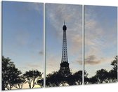 Glasschilderij Paris - Grijs, Blauw, Wit - 120x80cm 3Luik - Foto Op Glas - Geen Acrylglas Schilderij - GroepArt 6000+ Glas Art Collectie - Maatwerk Mogelijk