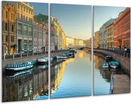 Peinture sur verre Venise | Bleu, gris, jaune | 120x80cm 3 Liège | Tirage photo sur verre |  F002815