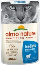 Natvoer voor Gesteriliseerde Katten- Almo Nature - Holistic Sterilized - Kabeljauw - 30 x 70 gram